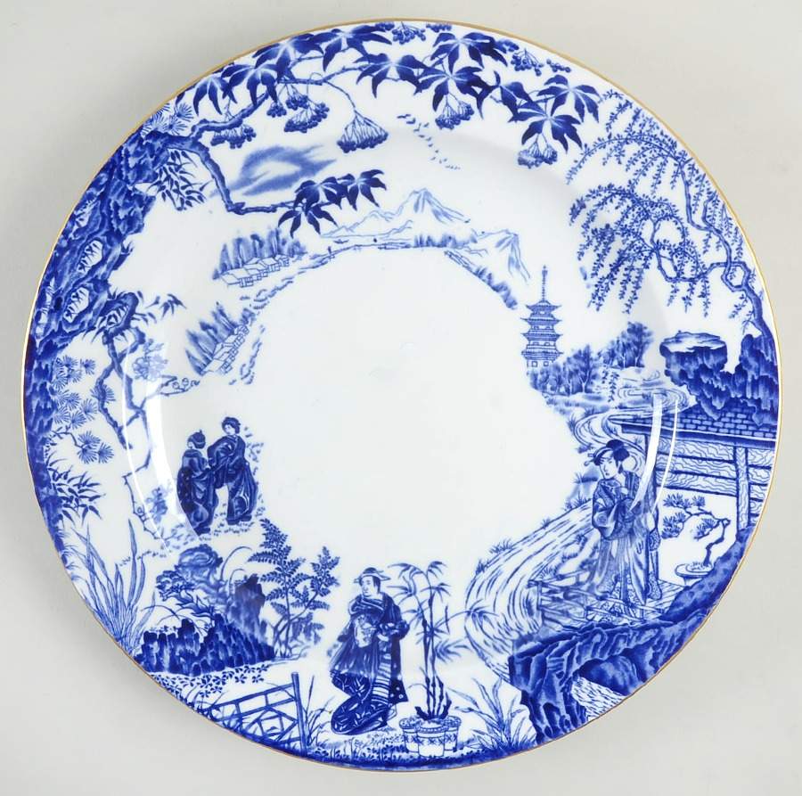Blue Mikado 11" Chop Plate (Round Platter) by Royal Crown Derby-1