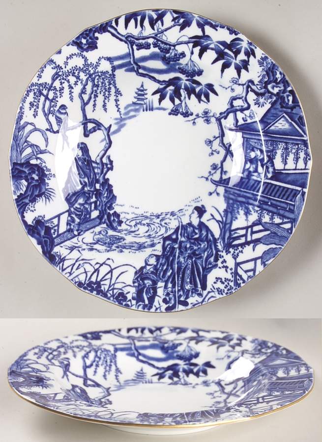 Blue Mikado Rim Soup Bowl by Royal Crown Derby-1