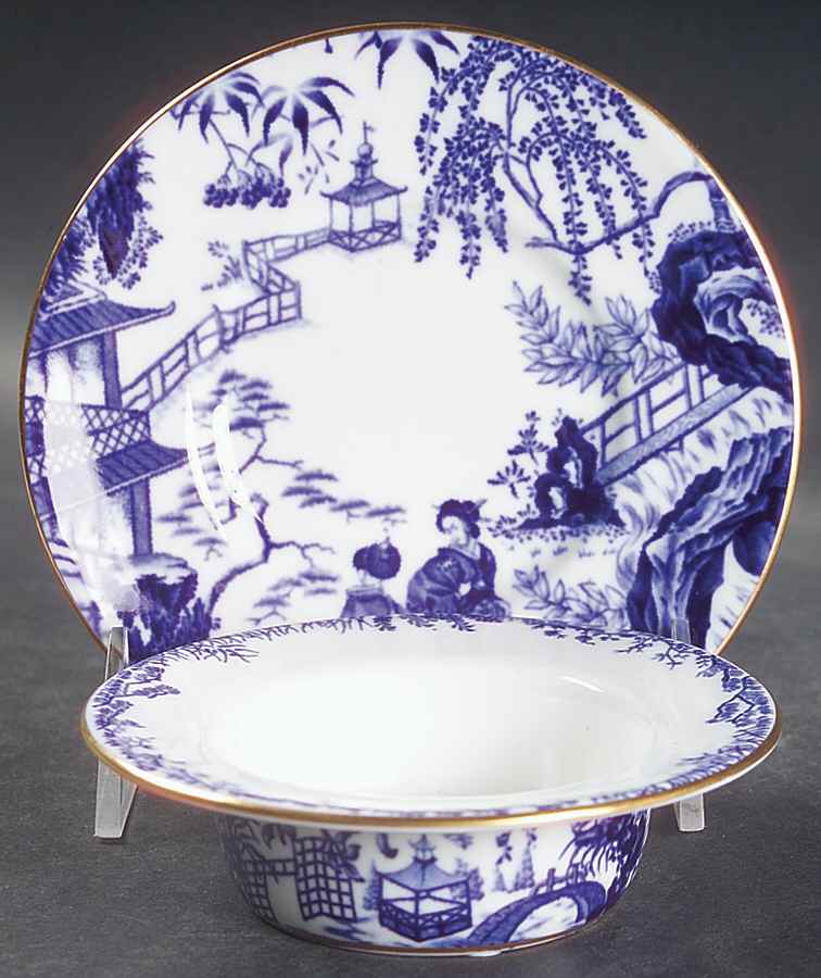 Blue Mikado Ramekin & Saucer Set by Royal Crown Derby-1