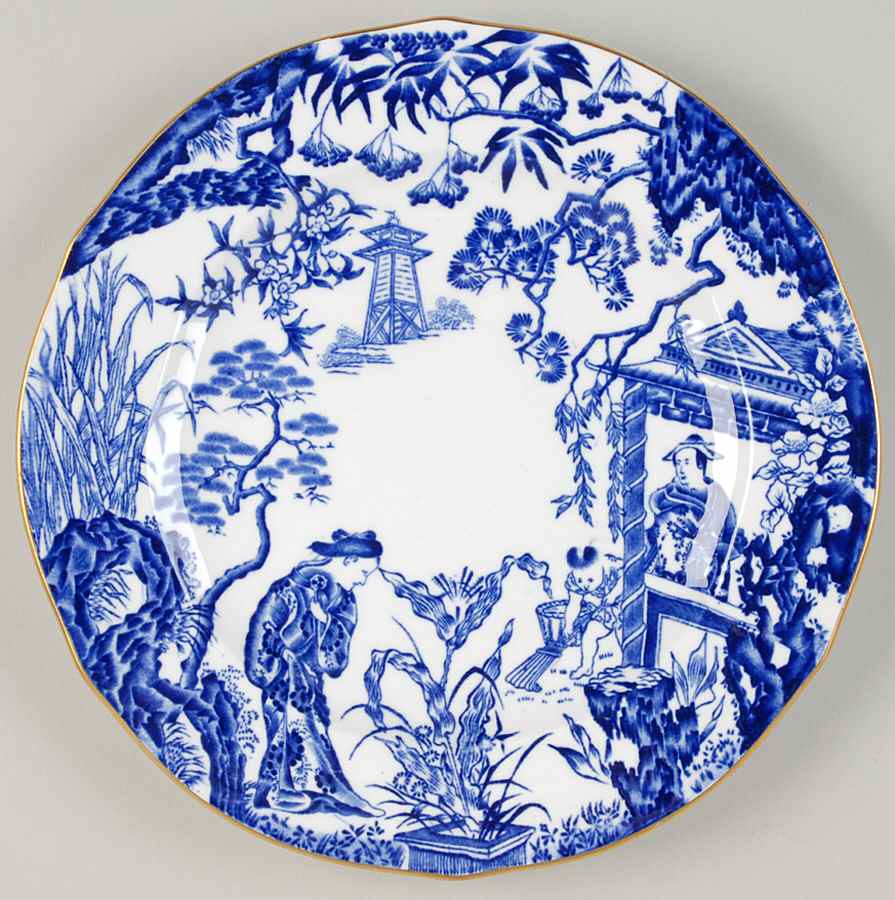 Blue Mikado Salad Plate by Royal Crown Derby-1