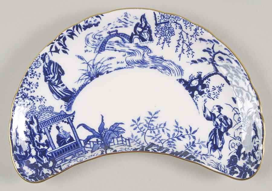 Blue Mikado Crescent Salad Plate by Royal Crown Derby-1