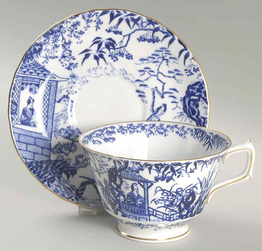 Blue Mikado Oversized Cup & Saucer Set by Royal Crown Derby-1