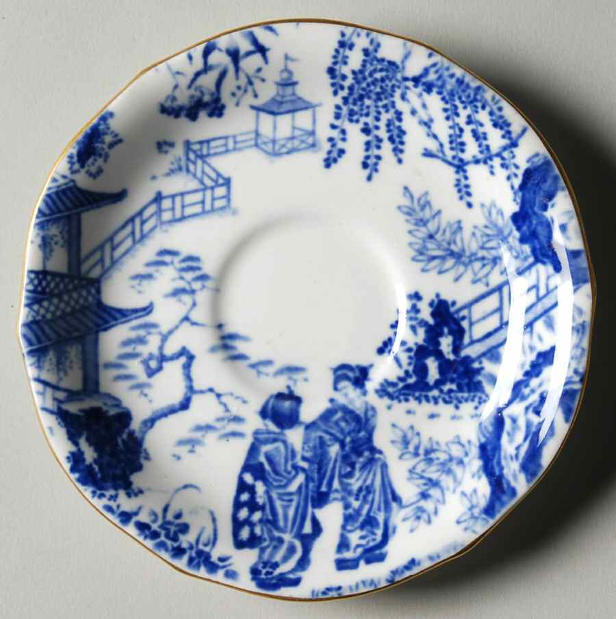 Blue Mikado Saucer for Flat Demitasse Cup by Royal Crown Derby-1