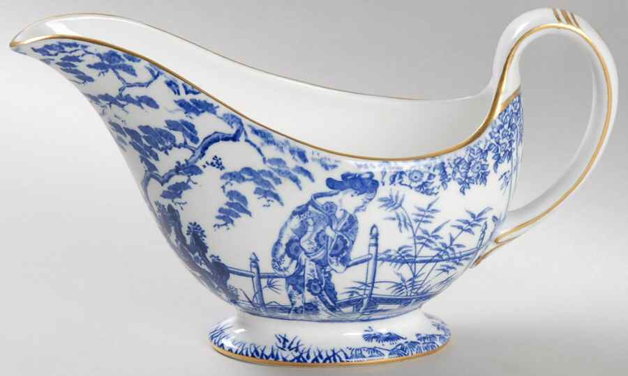 Blue Mikado Gravy Boat by Royal Crown Derby-1