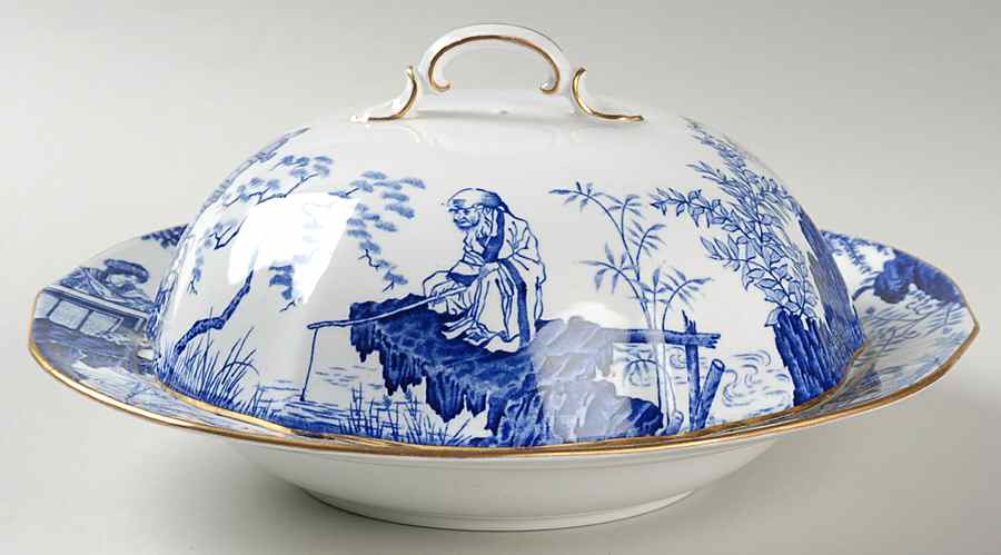 Blue Mikado Muffin Dish & Lid by Royal Crown Derby-1