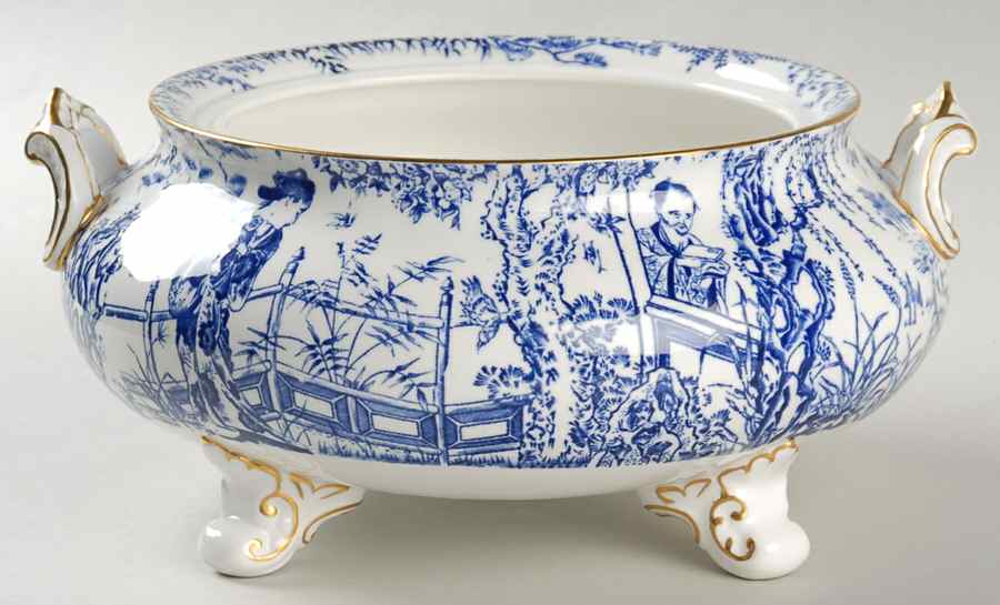 Blue Mikado Round Vegetable No Lid by Royal Crown Derby-1