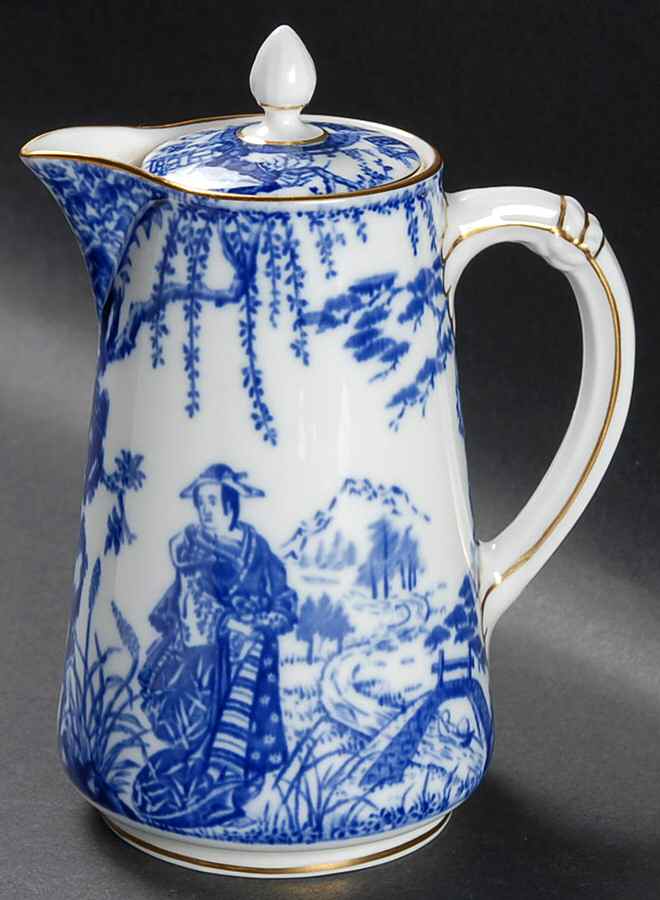 Blue Mikado Hot Water Jug & Lid by Royal Crown Derby-1