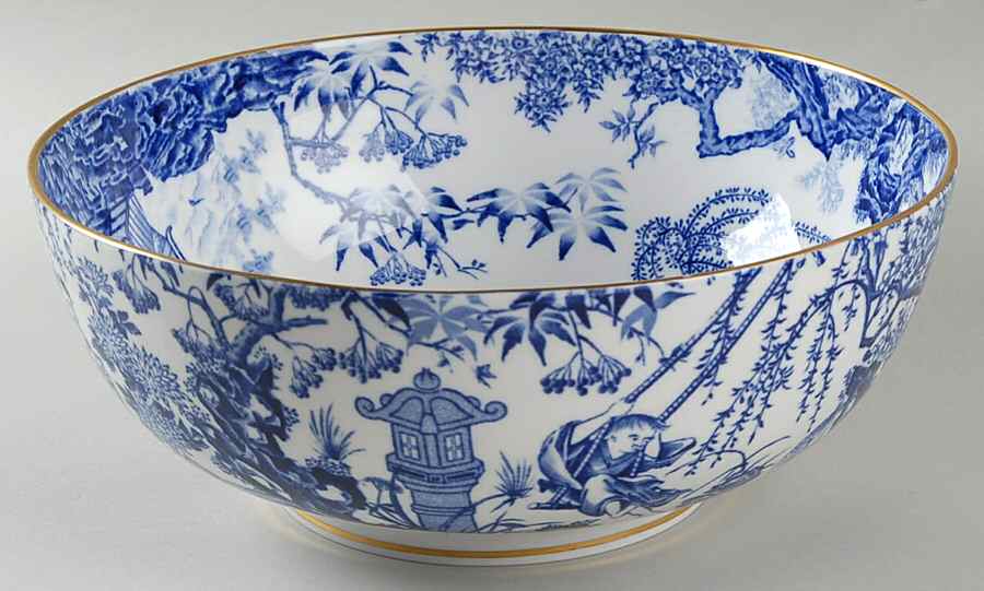 Blue Mikado 9" Salad Serving Bowl by Royal Crown Derby-1