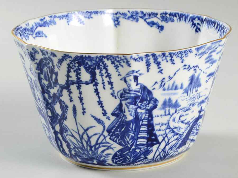 Blue Mikado Open Sugar Bowl by Royal Crown Derby-1