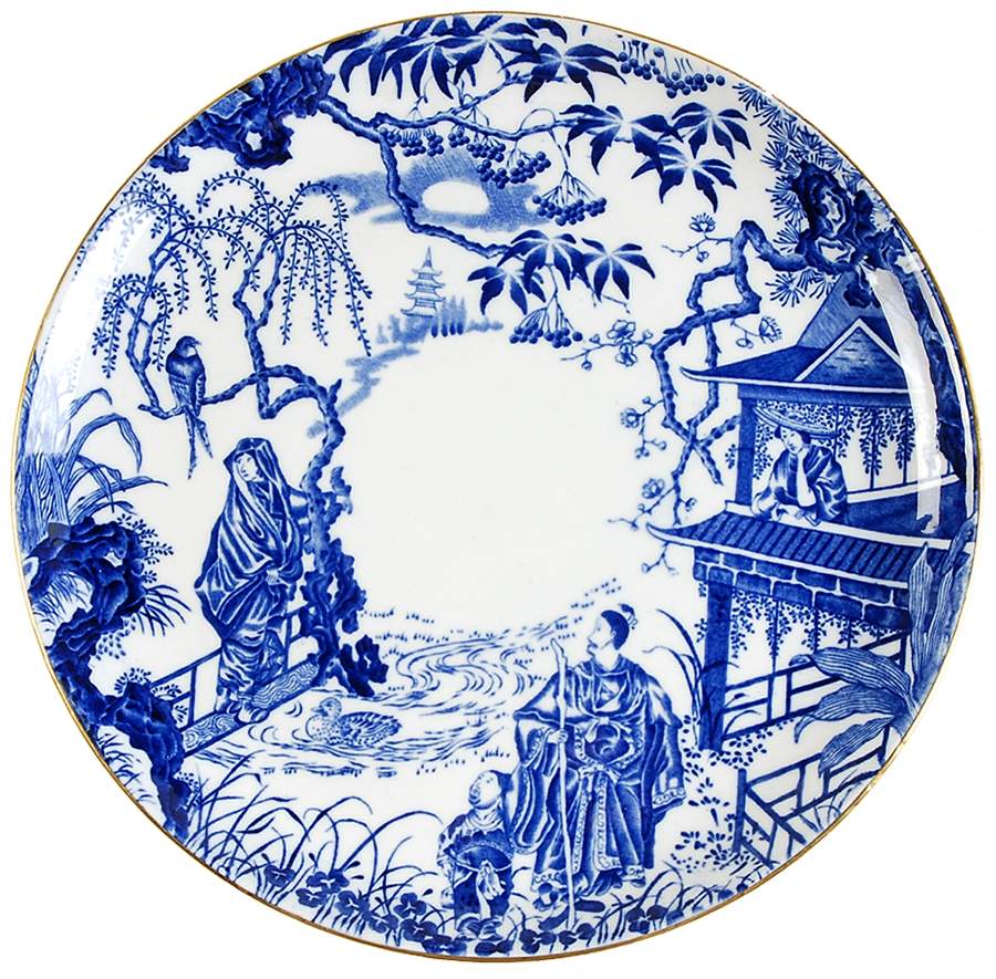 Blue Mikado Cookie Plate by Royal Crown Derby-1