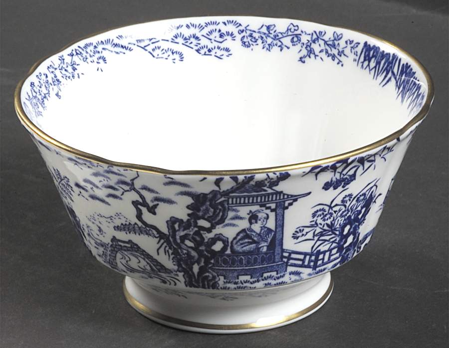Blue Mikado Large Footed Rice Bowl by Royal Crown Derby-1