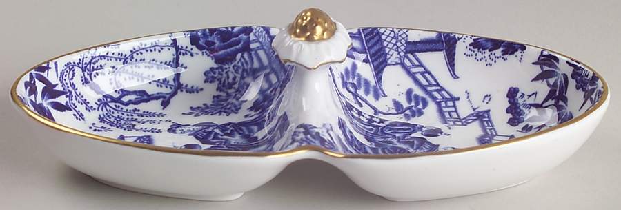 Blue Mikado 2-Part Handled Relish by Royal Crown Derby-1