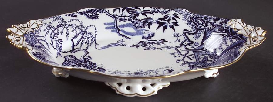 Blue Mikado Oval Dessert Dish by Royal Crown Derby-1