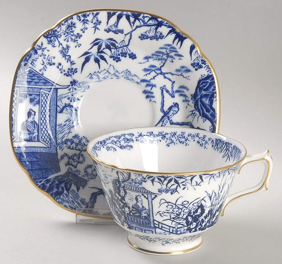 Blue Mikado Oversized Cup & Saucer Set by Royal Crown Derby-1