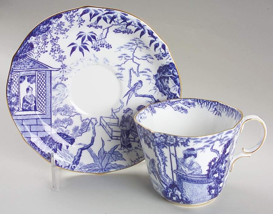 Blue Mikado Oversized Cup & Saucer Set by Royal Crown Derby-1