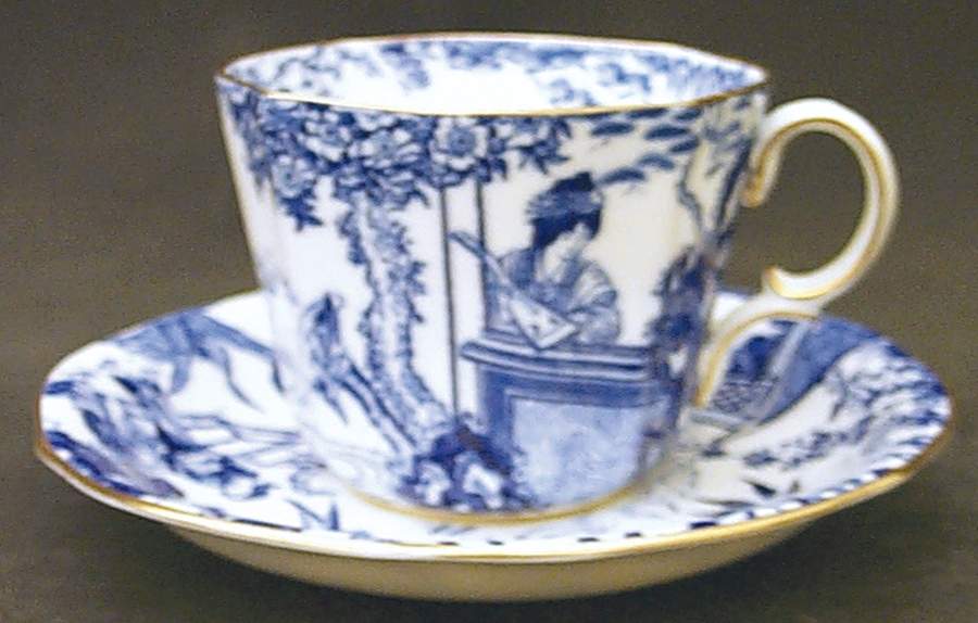 Blue Mikado Flat Cup & Saucer Set by Royal Crown Derby-1