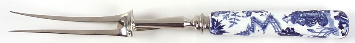 Blue Mikado Carving Fork with Stainless Prongs by Royal Crown Derby-1