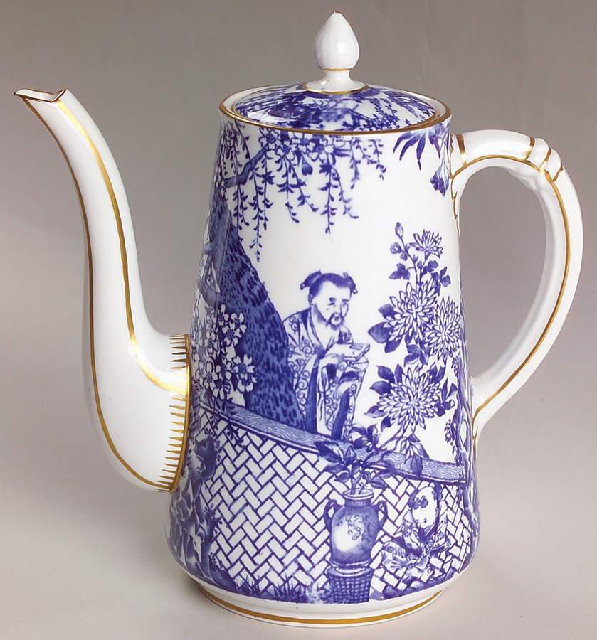 Blue Mikado Mini Coffee Pot & Lid by Royal Crown Derby-1