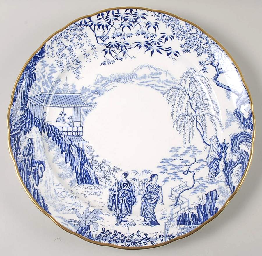 Blue Mikado 13" Chop Plate (Round Platter) by Royal Crown Derby-1