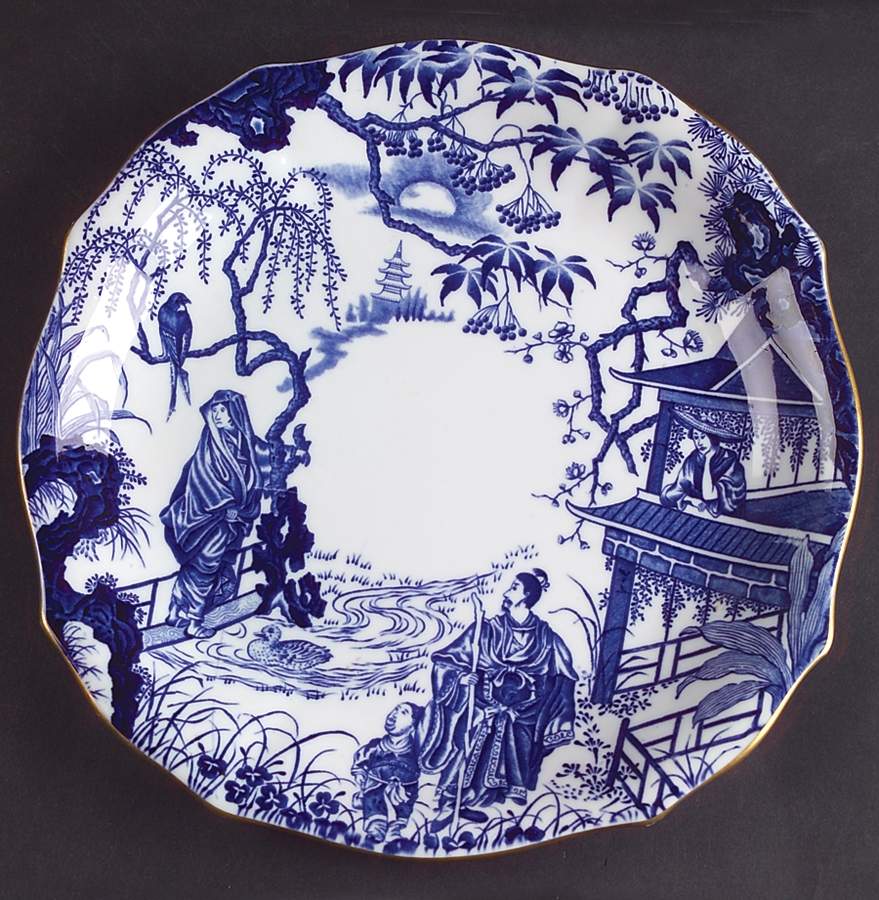 Blue Mikado Cake Plate by Royal Crown Derby-1