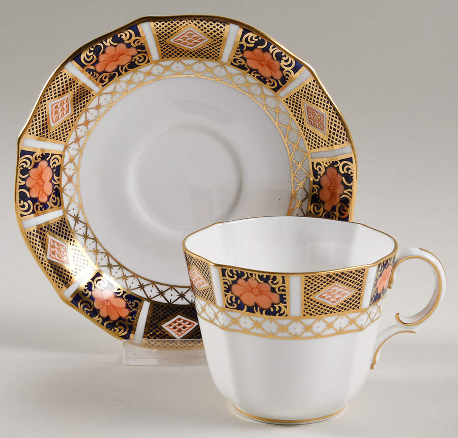 Border Imari Flat Cup & Saucer Set by Royal Crown Derby-1