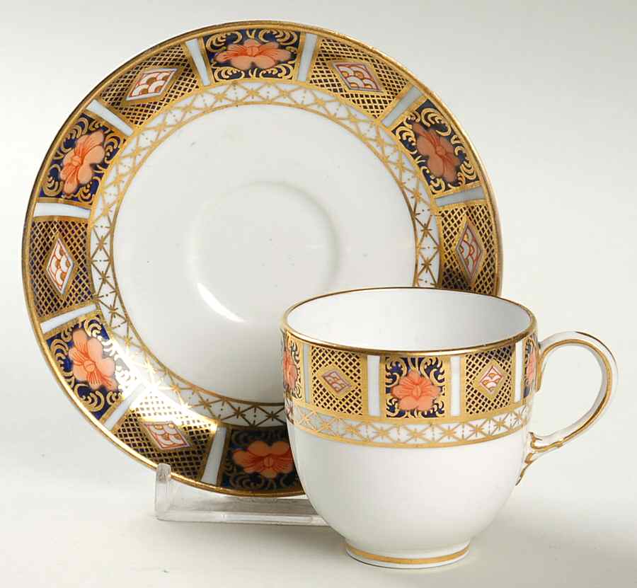 Border Imari Footed Demitasse Cup & Saucer Set by Royal Crown Derby-1