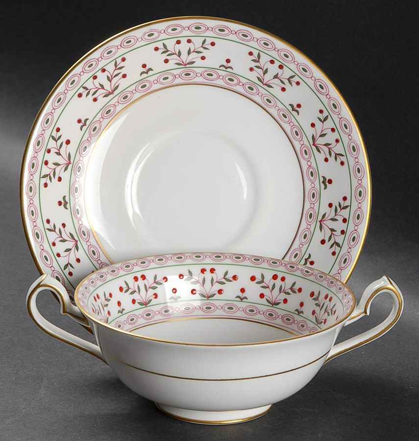 Brittany Footed Cream Soup Bowl & Saucer Set by Royal Crown Derby-1
