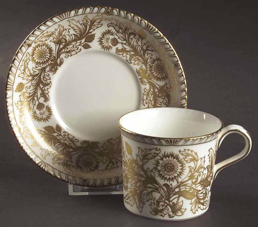 Brocade Flat Cup & Saucer Set by Royal Crown Derby-1