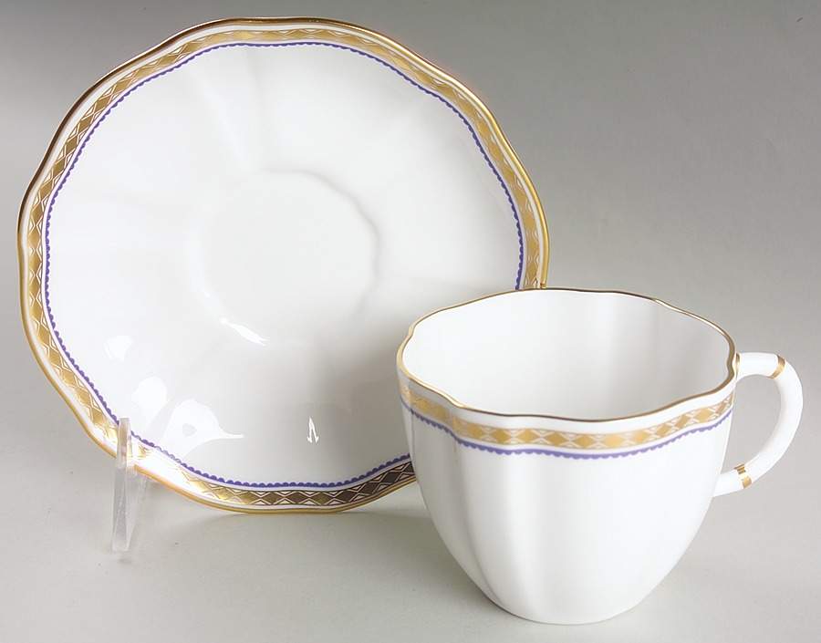 Carlton Blue Flat Cup & Saucer Set by Royal Crown Derby-1