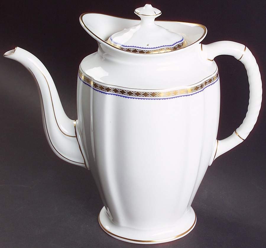 Carlton Blue Coffee Pot & Lid by Royal Crown Derby-1