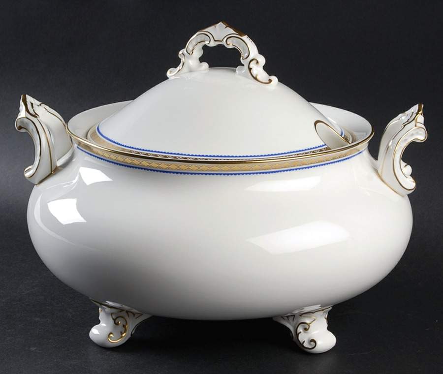 Carlton Blue Tureen &  Lid by Royal Crown Derby-1