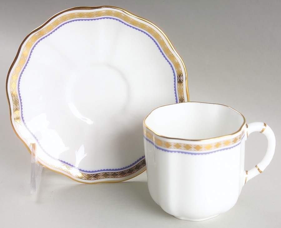 Carlton Blue Flat Demitasse Cup & Saucer Set by Royal Crown Derby-1