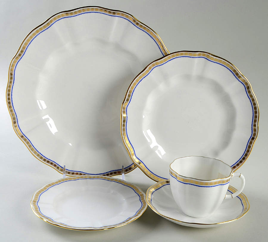 Carlton Blue 5 Piece Place Setting by Royal Crown Derby-1