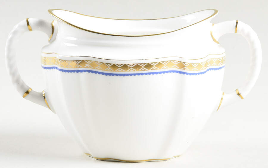 Carlton Blue Sugar Bowl No Lid by Royal Crown Derby-1
