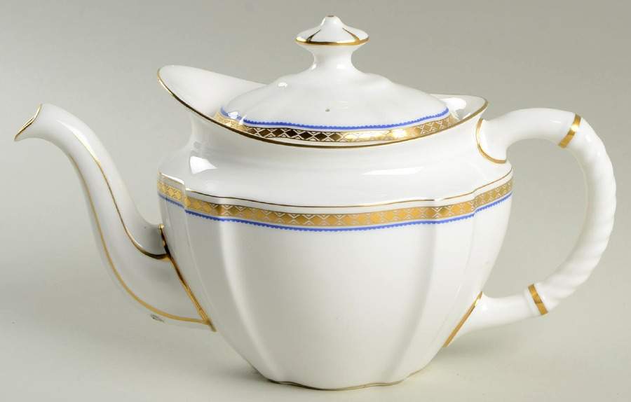 Carlton Blue Small Teapot & Lid by Royal Crown Derby-1