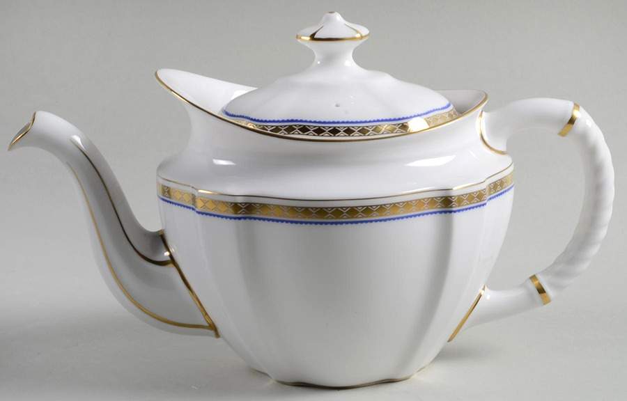 Carlton Blue Teapot & Lid by Royal Crown Derby-1