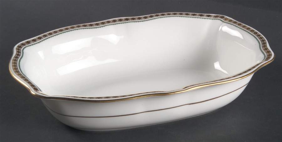 Carlton Green 9" Oval Vegetable Bowl by Royal Crown Derby-1