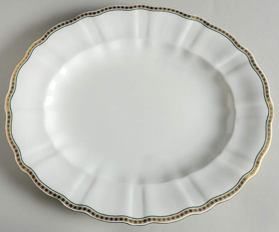 Carlton Green 14" Oval Serving Platter by Royal Crown Derby-1