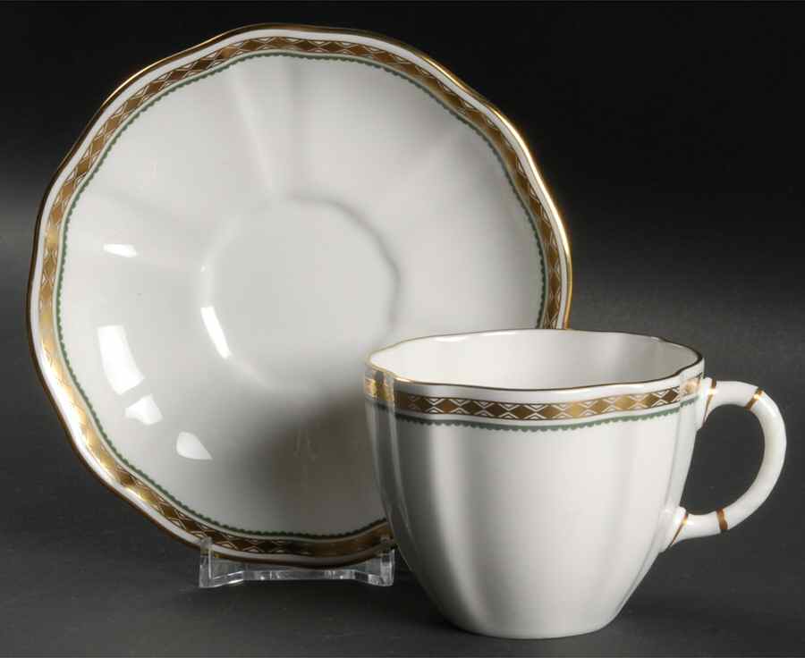 Carlton Green Flat Cup & Saucer Set by Royal Crown Derby-1