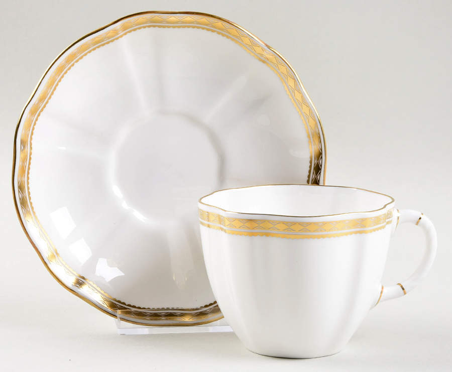 Carlton Gold Flat Cup & Saucer Set by Royal Crown Derby-1