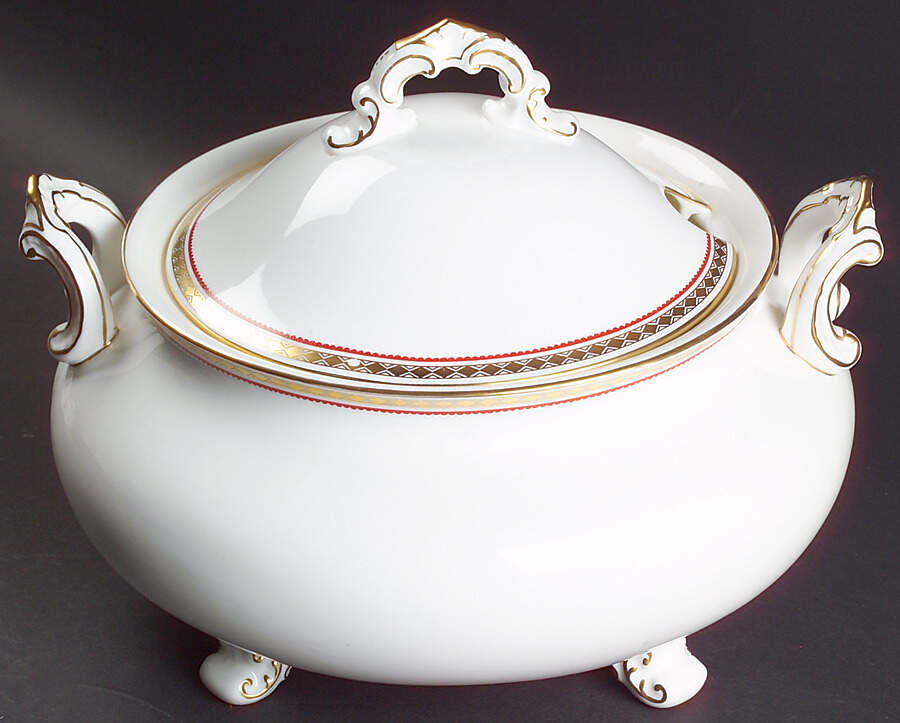 Carlton Red Tureen &  Lid by Royal Crown Derby-1