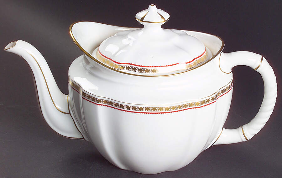 Carlton Red Teapot & Lid by Royal Crown Derby-1