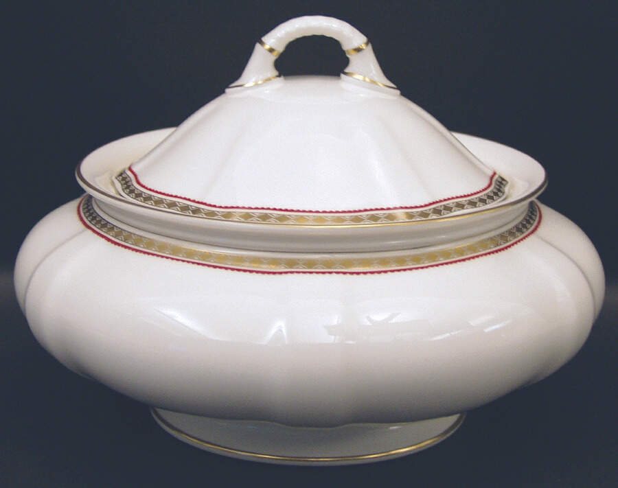 Carlton Red Round Covered Vegetable by Royal Crown Derby-1