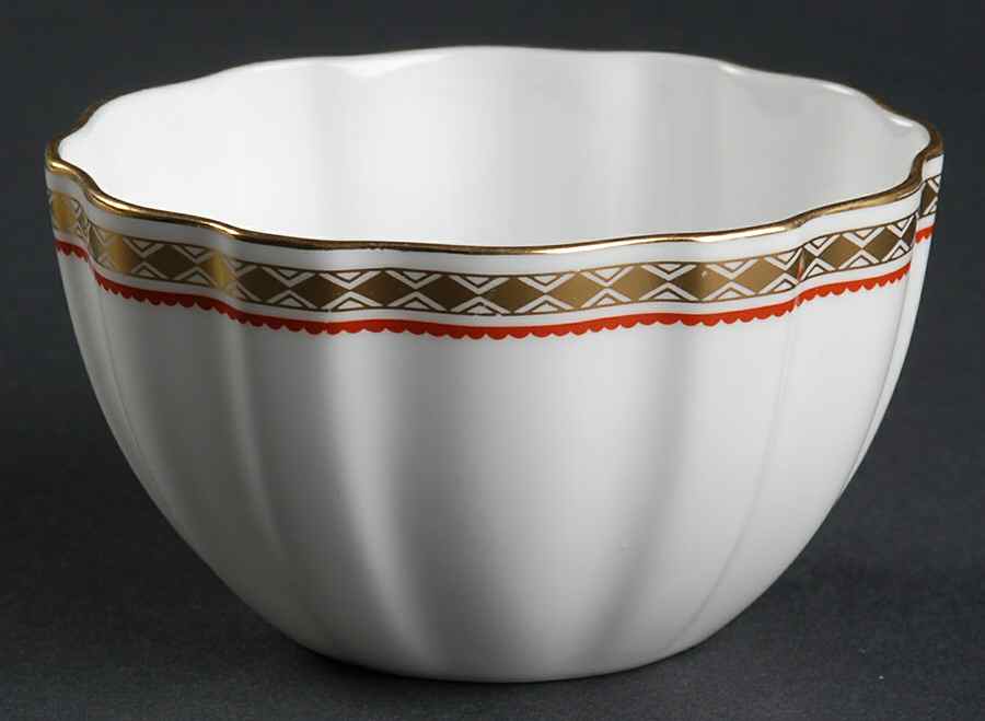 Carlton Red Open Sugar Bowl by Royal Crown Derby-1