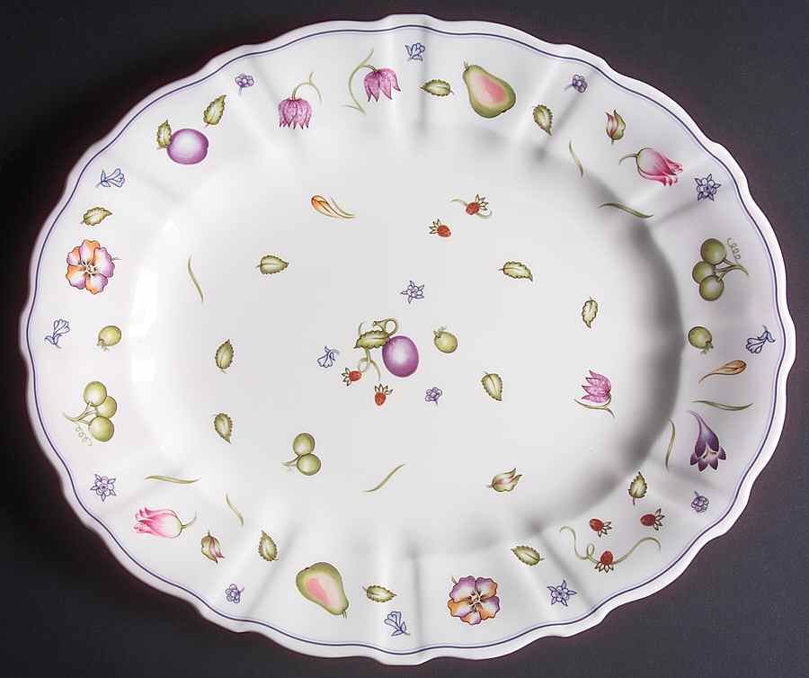 Chatsworth (Scalloped, Fruit) 12" Oval Serving Platter by Royal Crown Derby-1