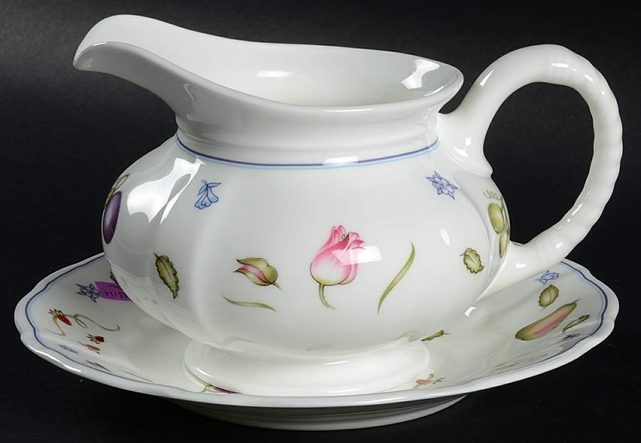 Chatsworth (Scalloped, Fruit) Gravy Boat & Underplate by Royal Crown Derby-1
