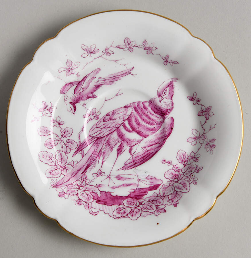 Chelsea Bird Red Pink Saucer by Royal Crown Derby-1