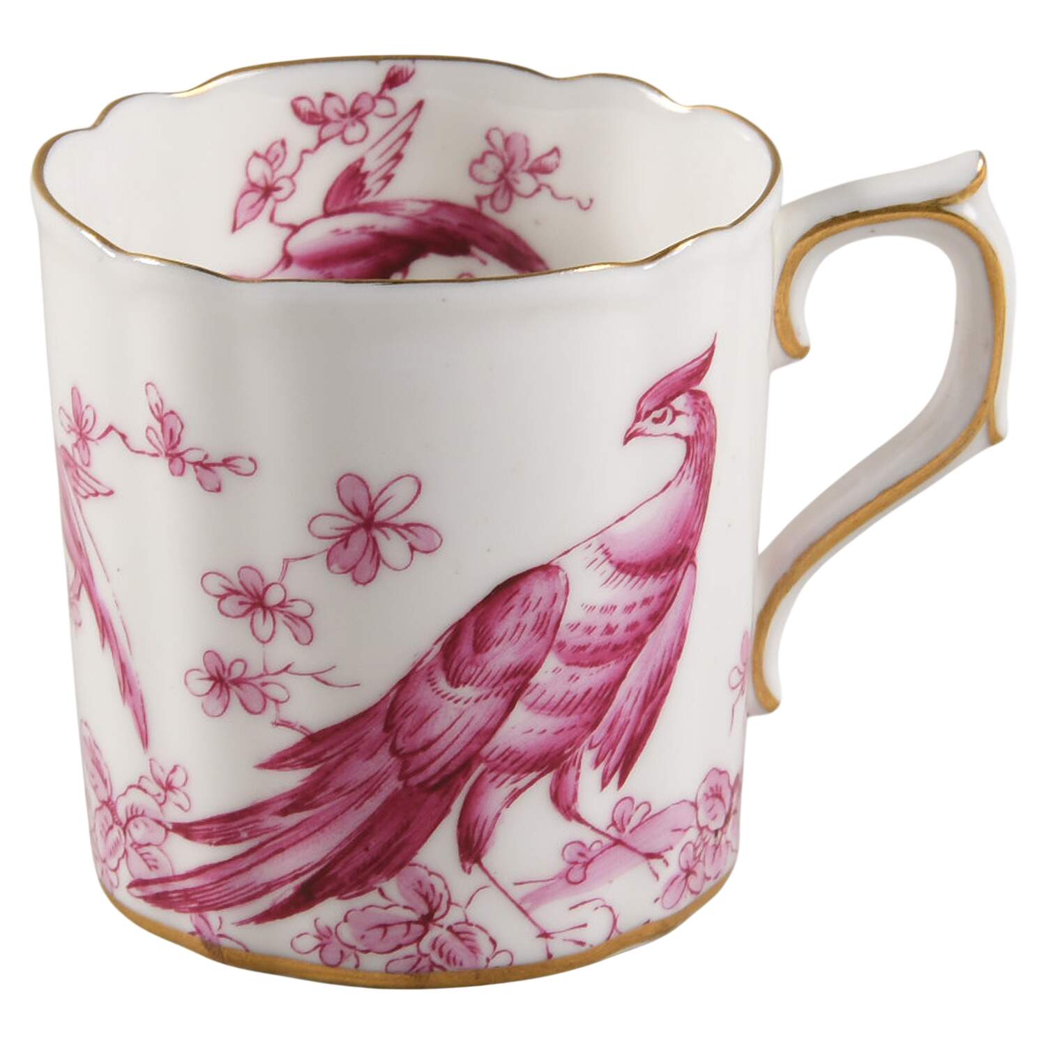 Chelsea Bird Red Pink Flat Demitasse Cup by Royal Crown Derby-1
