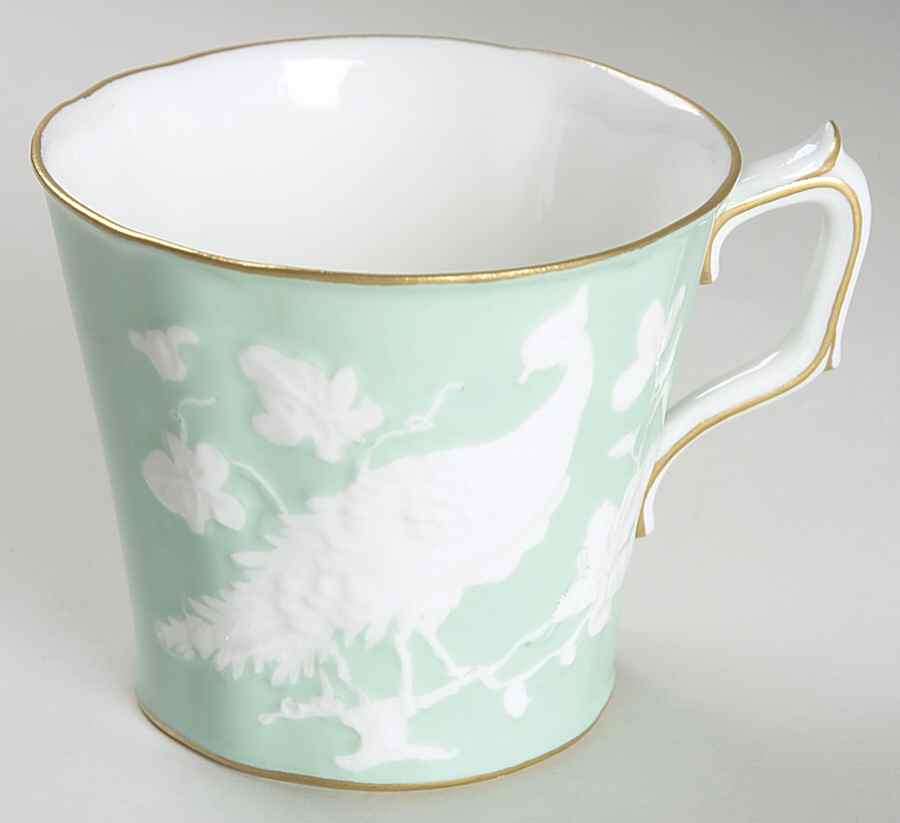 Chinese Birds Celadon Flat Cup by Royal Crown Derby-1