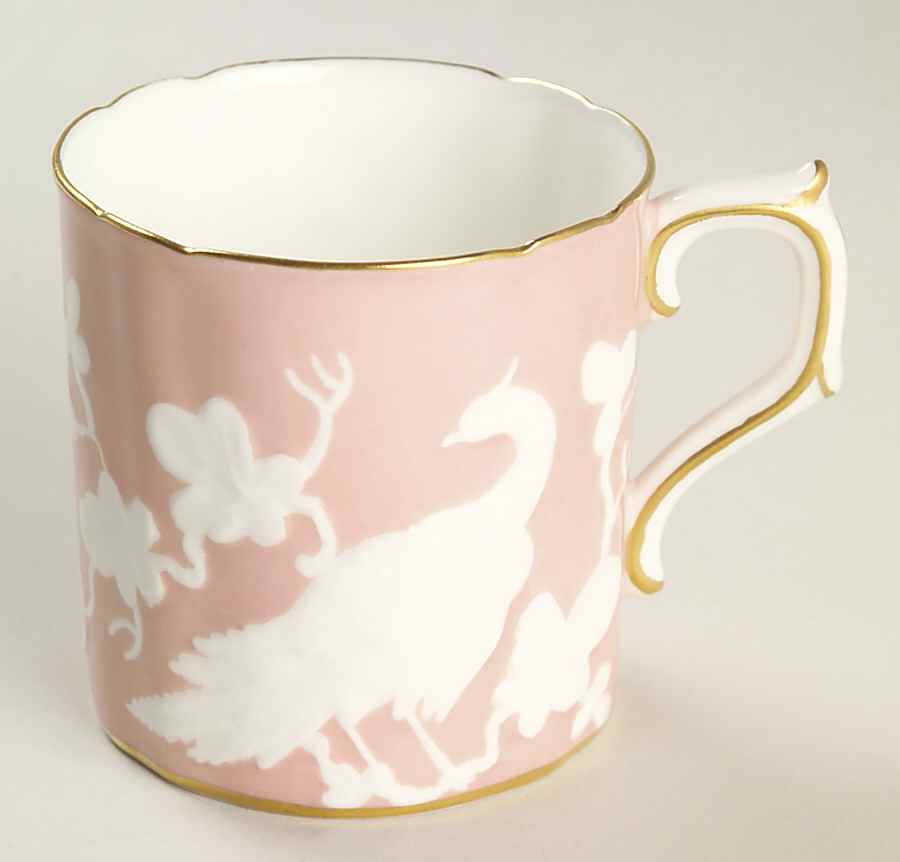 Chinese Birds Salmon Flat Demitasse Cup by Royal Crown Derby-1
